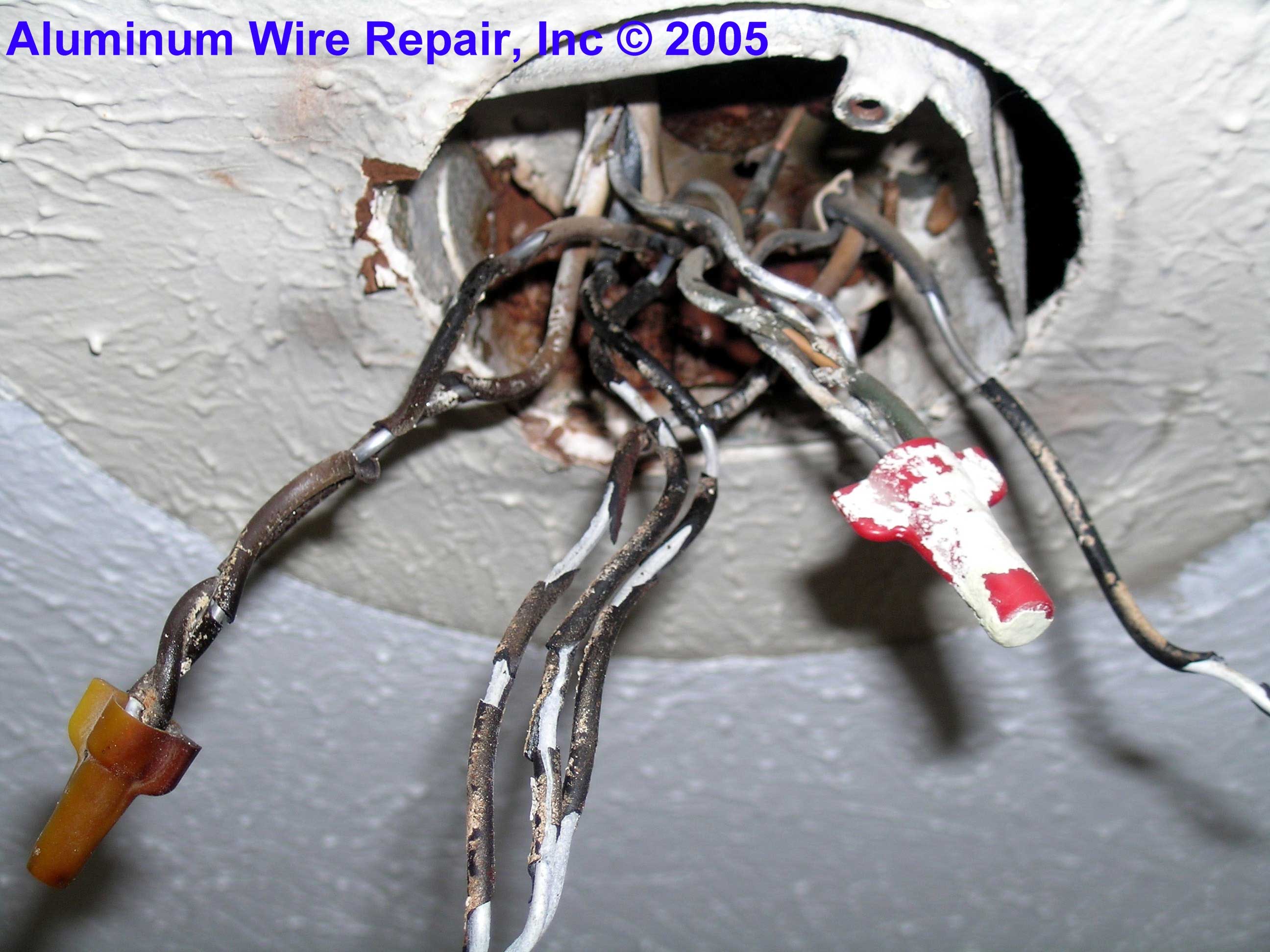 Aluminum electrical wiring showing burning
